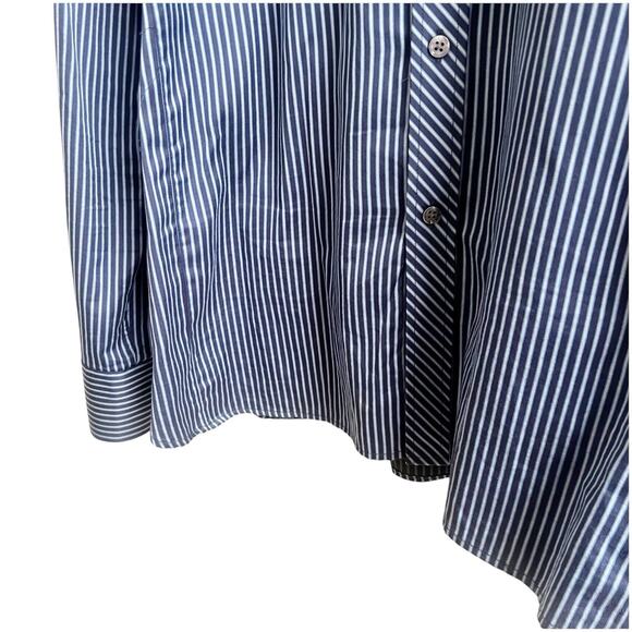 Ted Baker Endurance Blue Stripe French Cuff Superfine Cotton Dress Shirt 17.5 - Picture 5 of 11